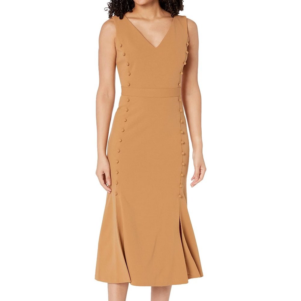 Calvin Klein V-Neck Side Button Midi Dress